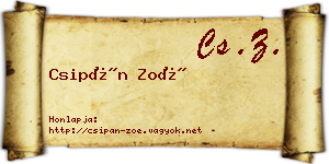 Csipán Zoé névjegykártya